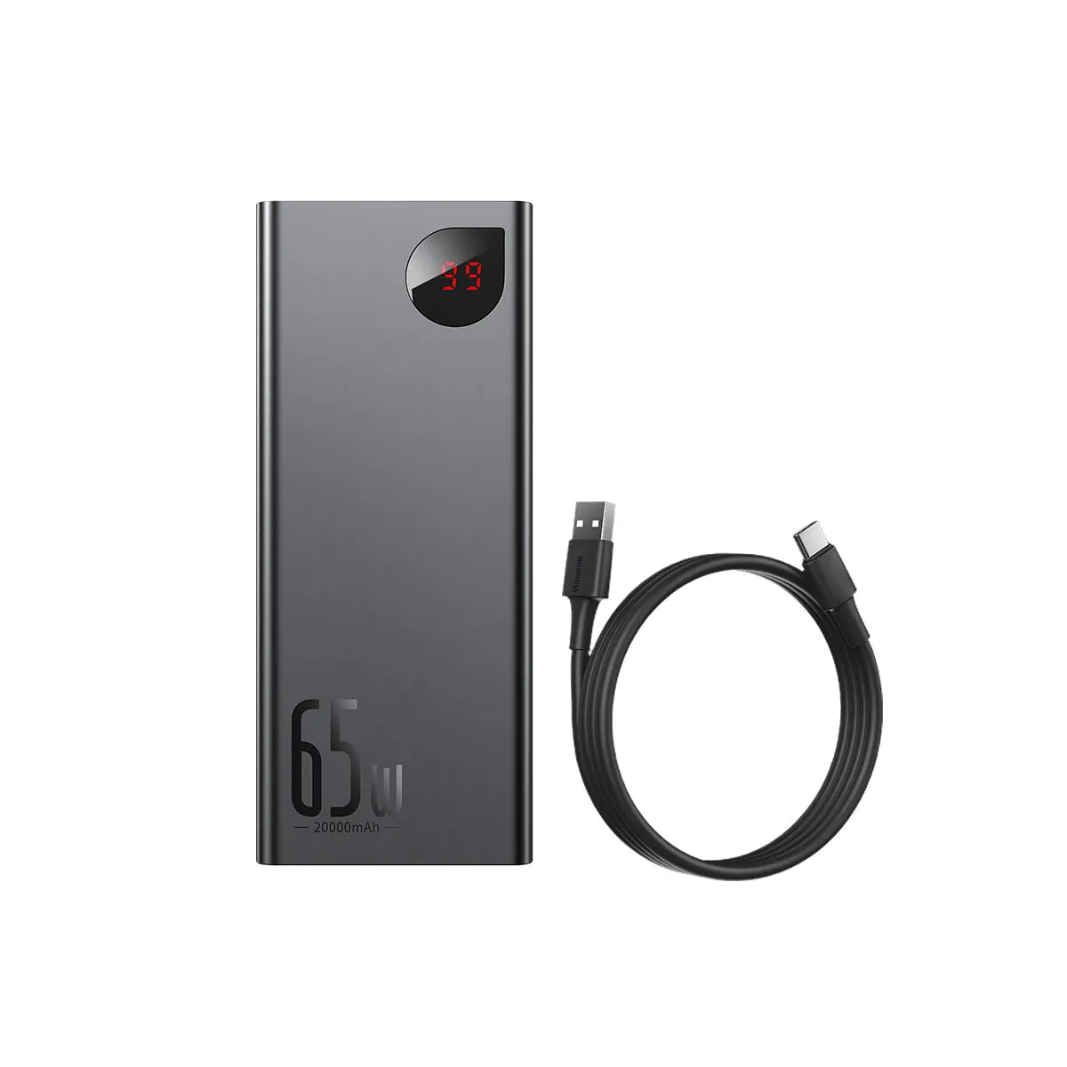 Baseus Adaman 65W 20000mAh batterie externe noire écran numérique