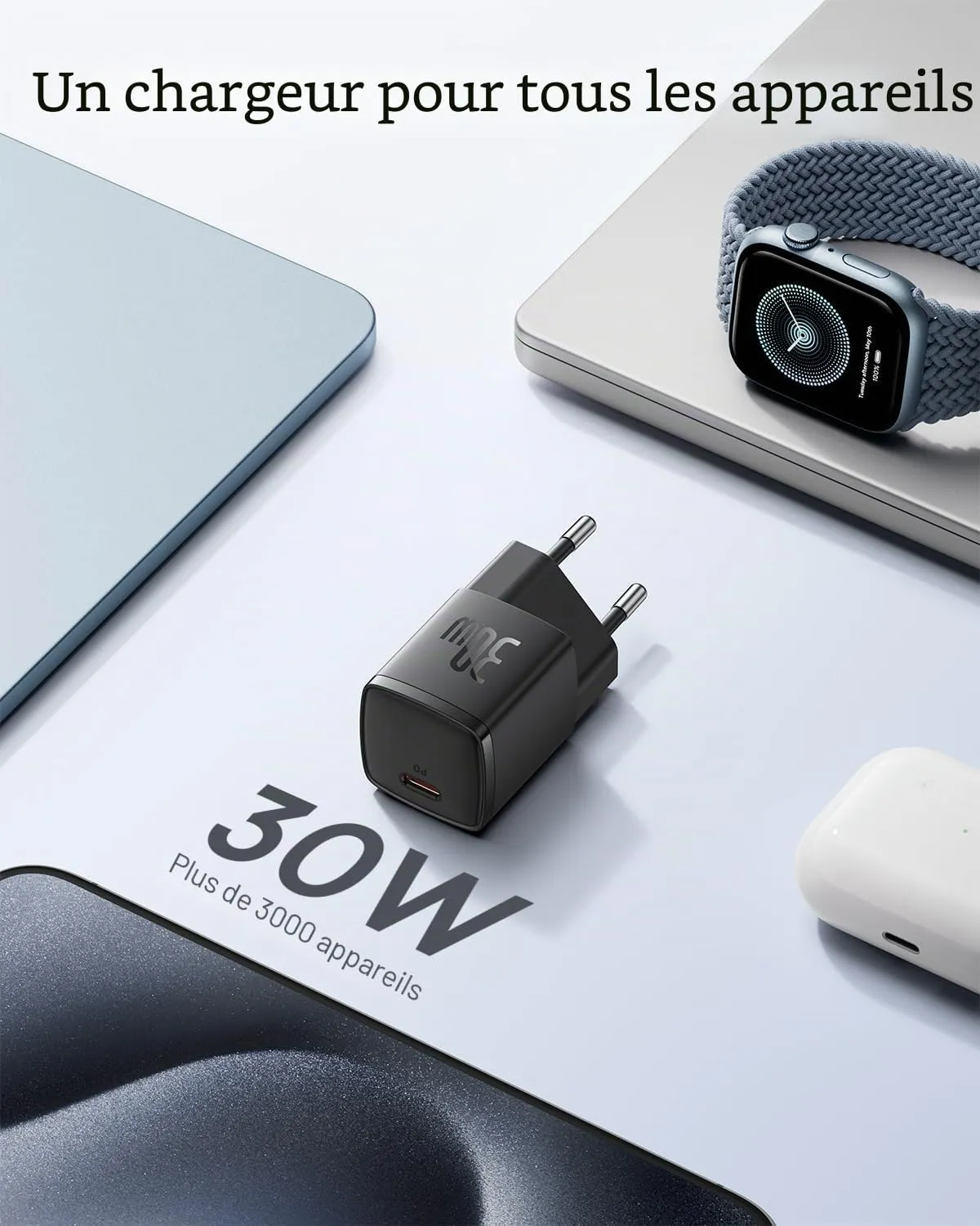 Baseus chargeur USB-C 30 W GaN3 compact