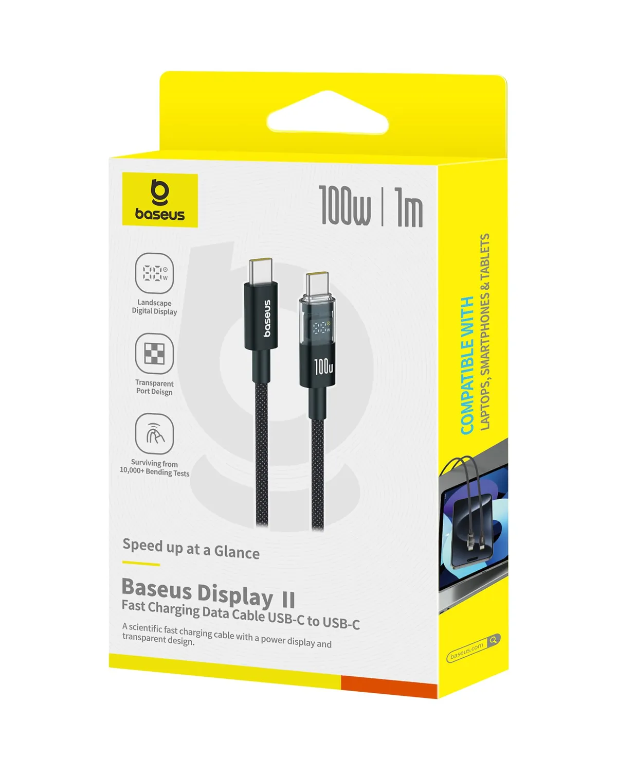 Baseus câble USB-C vers USB-C 100 W 1 m avec affichage numérique