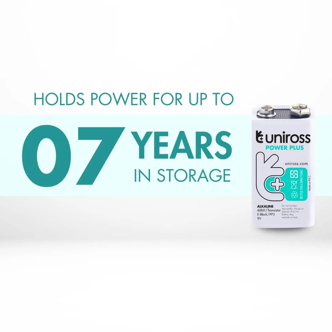 Uniross Power Plus Pile alcaline 9V 6LR61 x1 anti-fuite