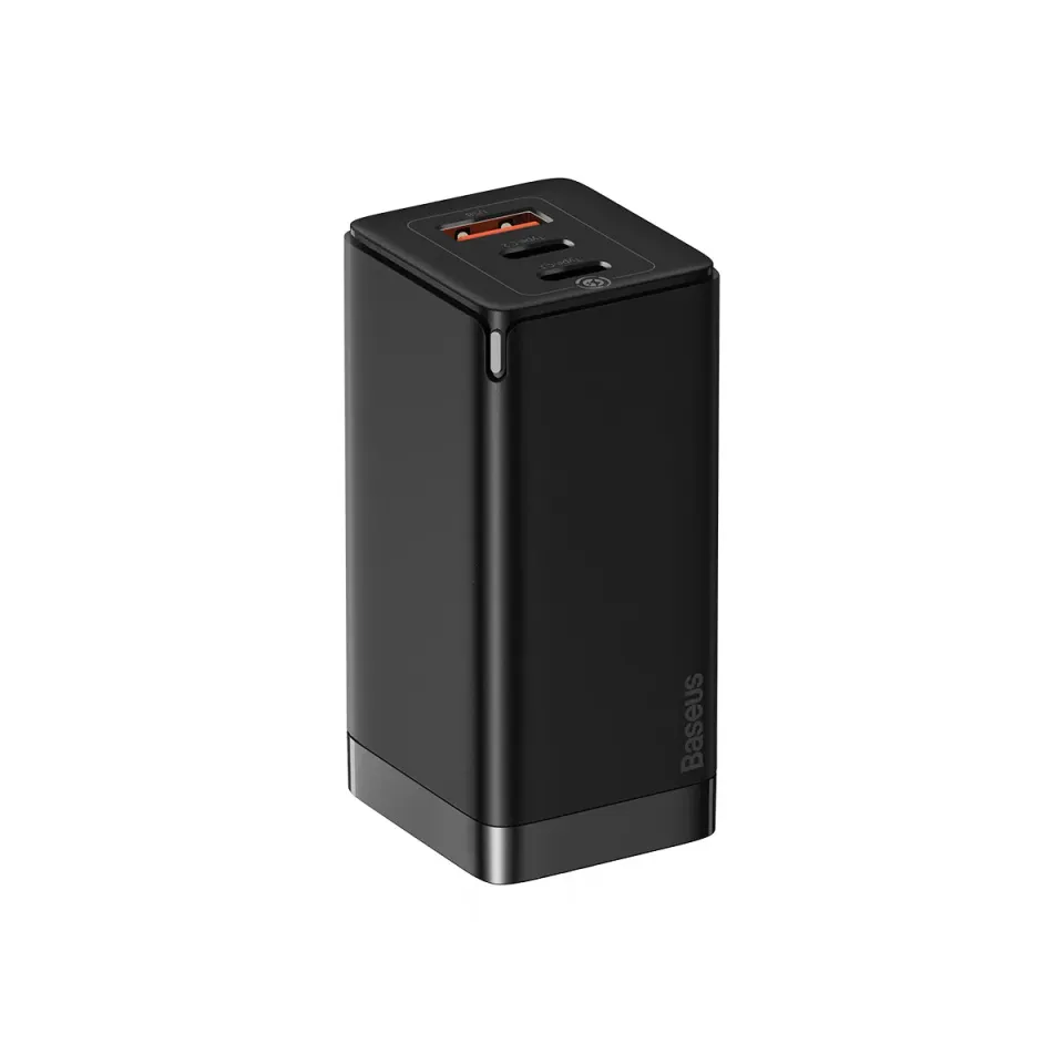 Baseus GaN2 3 Ports Fast Charger 65W chargeur secteur noir