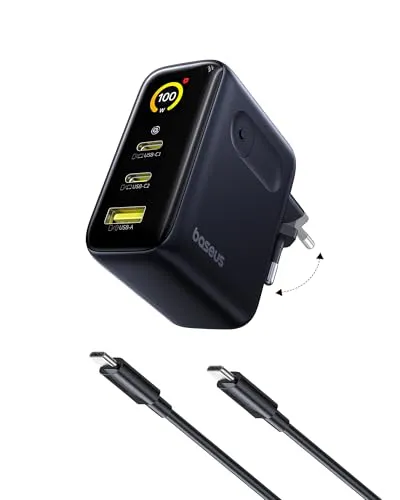 Baseus PicoGo 100W chargeur USB-C 3-en-1 avec écran pliable