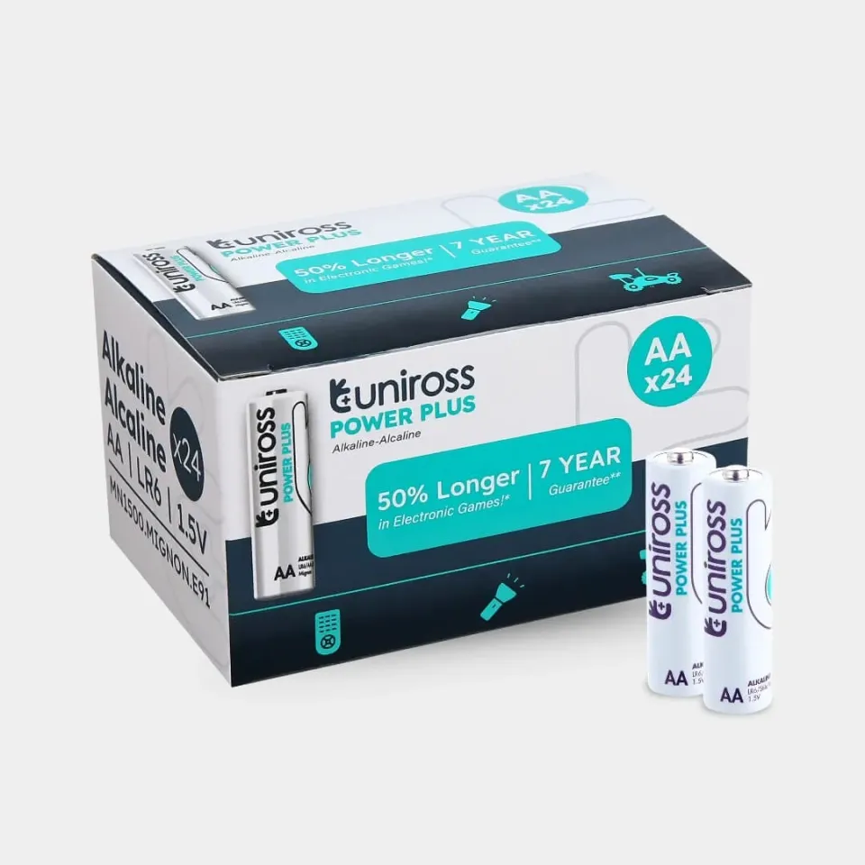 Uniross Power Plus LR6 AA piles alcalines boîte 24 anti-fuite