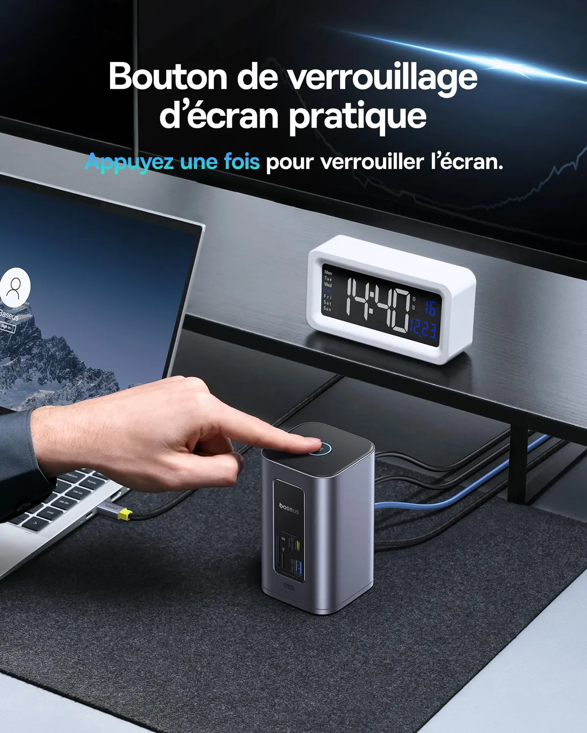 Baseus Nomos Air 12 en 1 station d’accueil Windows double écran 4K