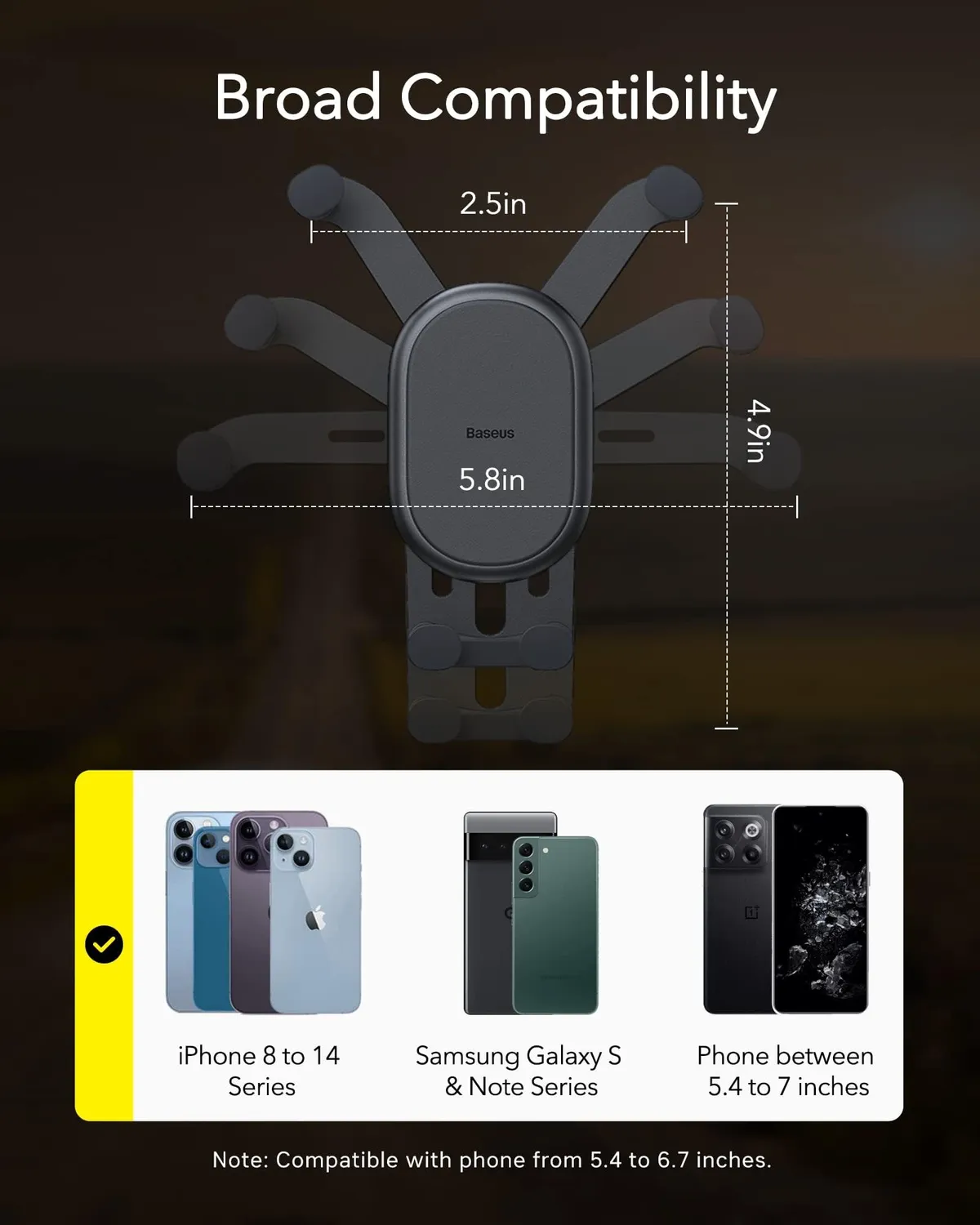 Baseus Stable Gravitational Wireless Charging Car Mount Pro 15W support voiture noir