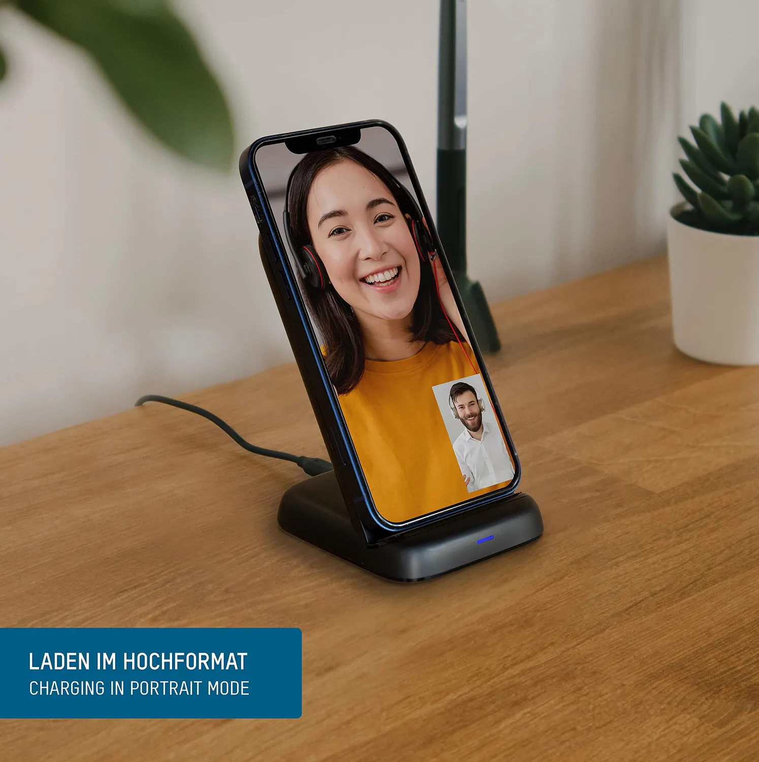 ANSMANN Chargeur Qi 15 W vertical sans fil