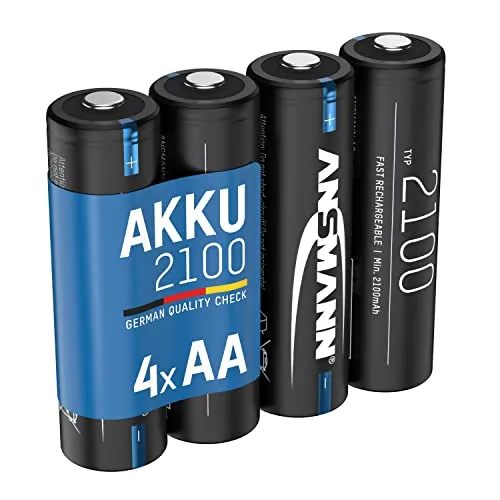 ANSMANN piles AA HR6 NiMH 2100 mAh 1,2 V lot de 4 rechargeables