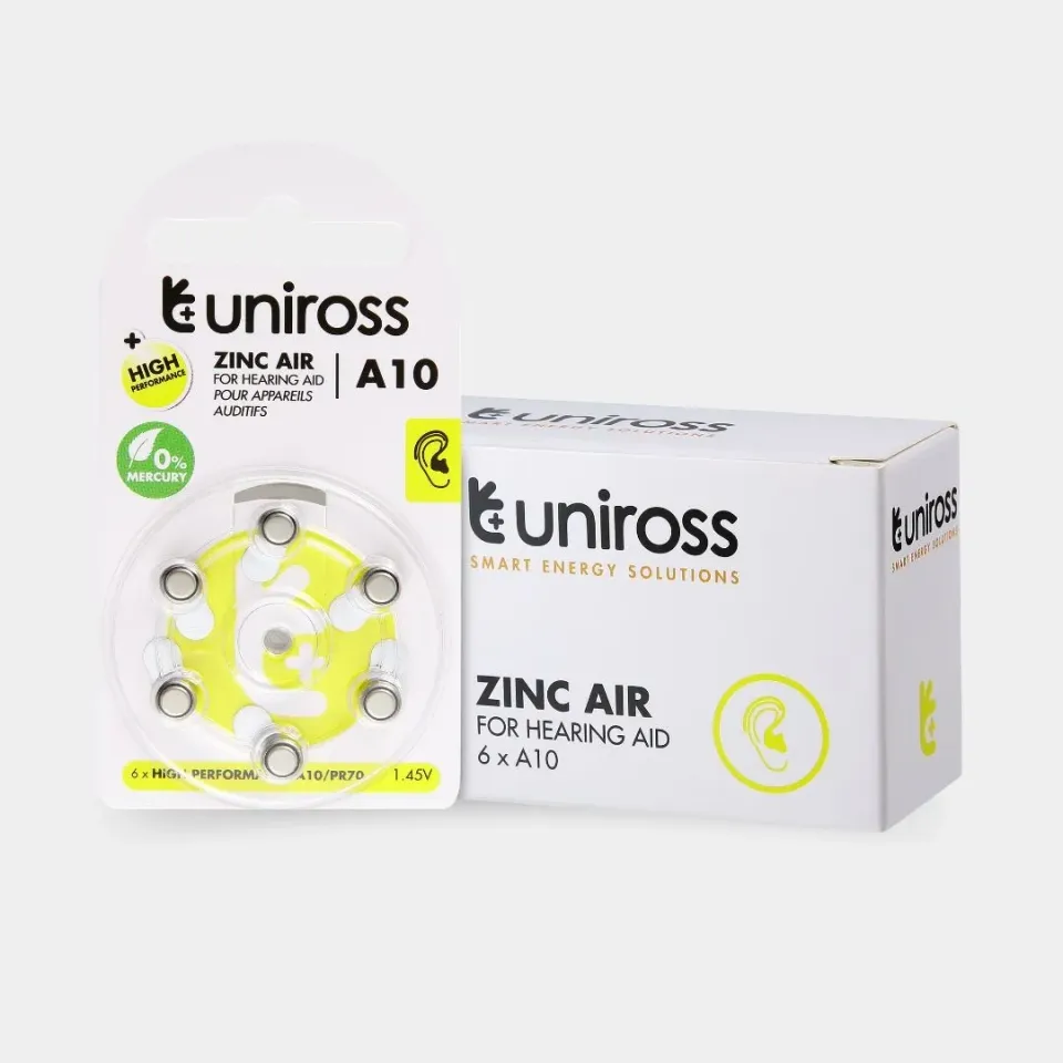 Uniross UZA6A10 A10 pile auditive zinc blister 6 pièces