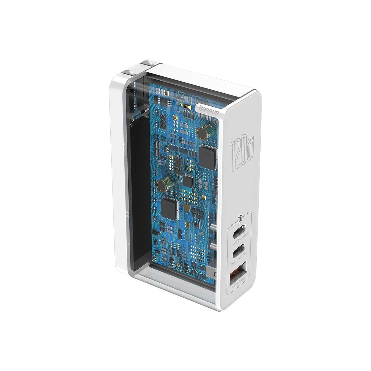 Baseus GaN2 Pro chargeur rapide 3 ports USB-C 120 W blanc