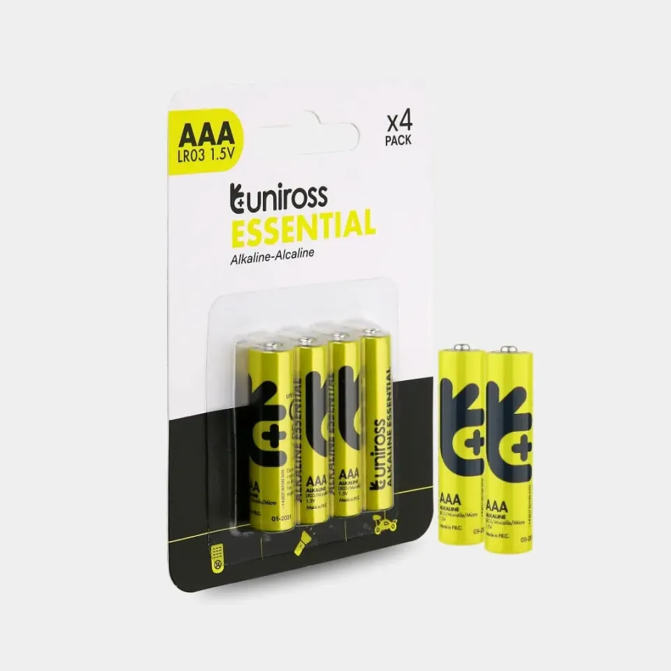 Uniross Essential LR03 AAA pile alcaline blister 4 appareils