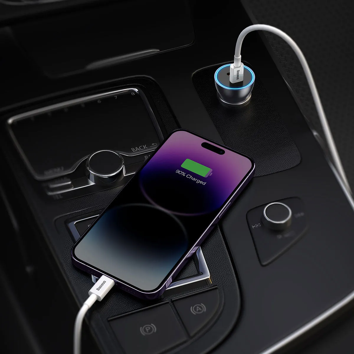 Baseus Chargeur Voiture Double USB-C 60W LED PD