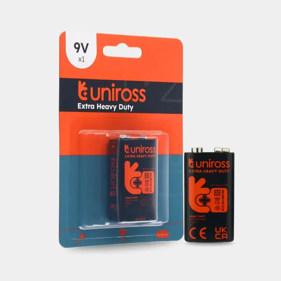 Uniross Heavy Duty 6F22 9V pile saline blister de 1