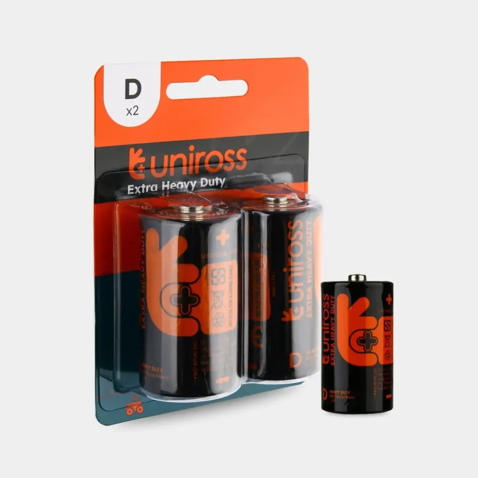 Uniross Heavy Duty R20 D pile zinc blister de 2 sans mercure