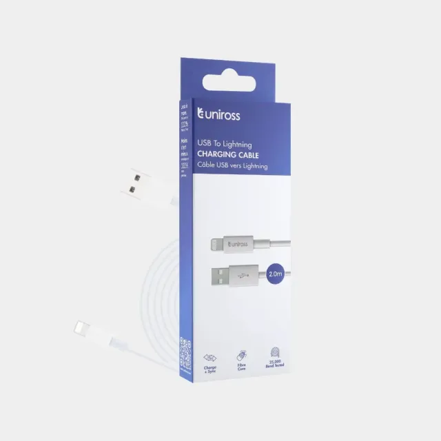 Uniross câble USB Lightning 2m charge et synchro 10W