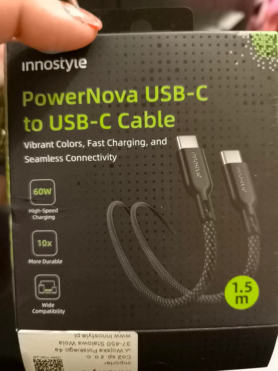 Innostyle PowerNova câble USB-C vers USB-C 60 W jaune tressé