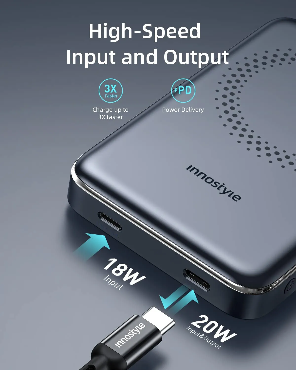 Innostyle PowerMag Slim batterie externe 10 000 mAh noire MagSafe