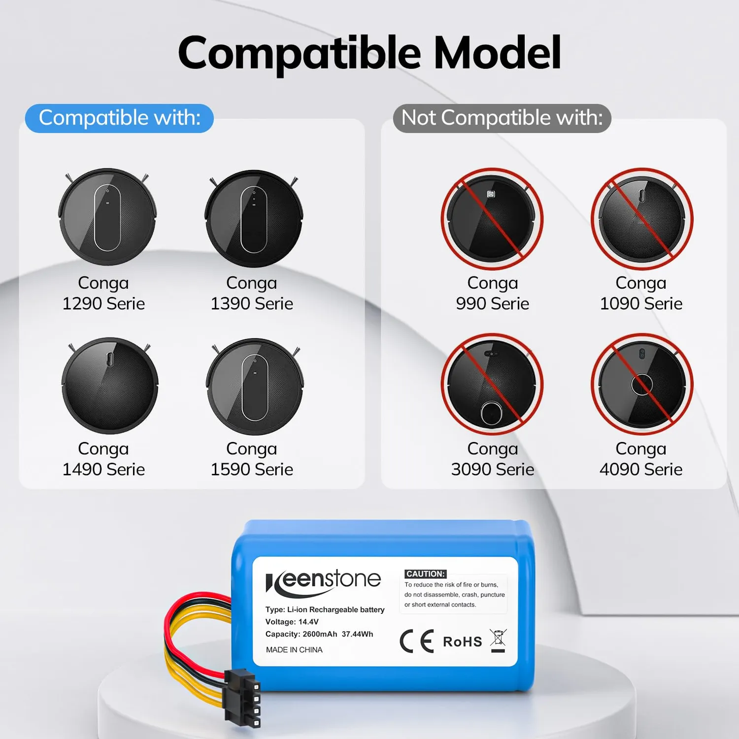 Keenstone batterie aspirateur robot 2600 mAh 4 broches