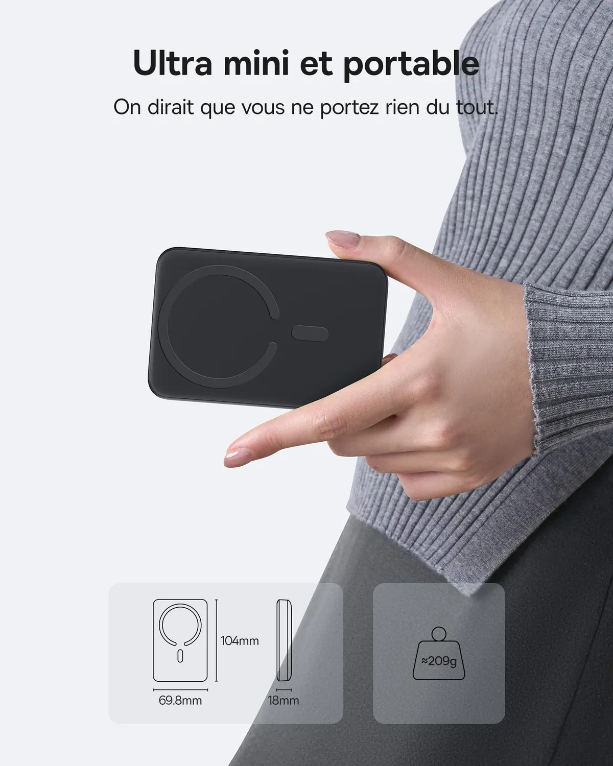 Baseus Enerfill batterie externe MagSafe 10000 mAh noire