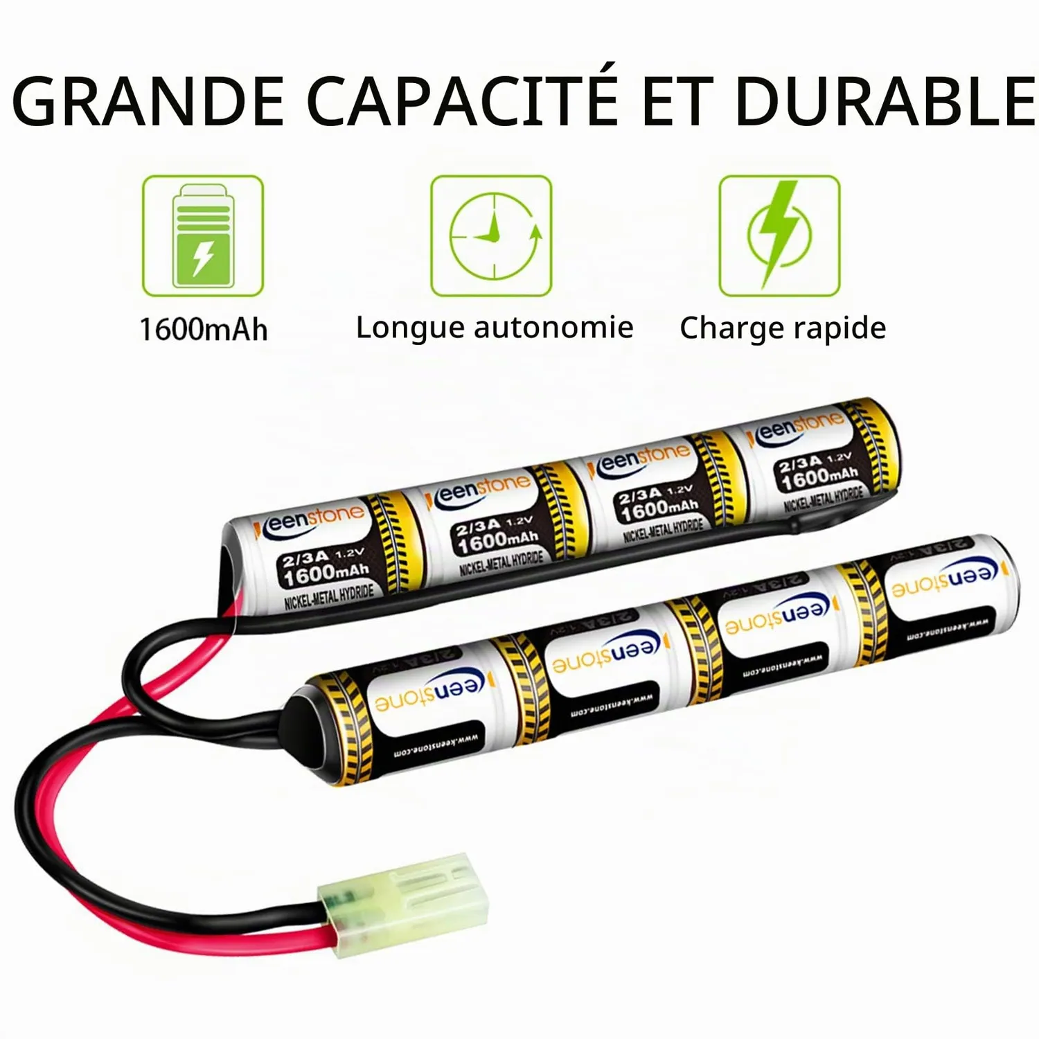 Keenstone batterie airsoft NiMH 9,6V 1600 mAh nunchuk