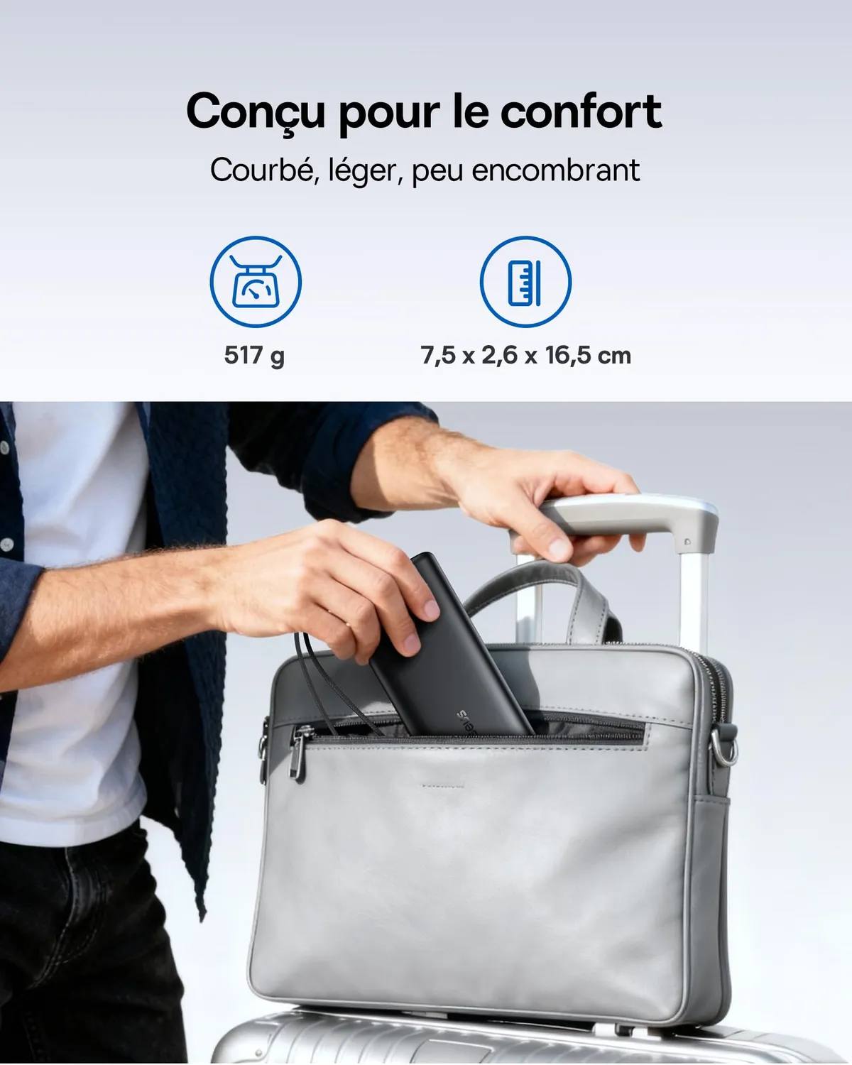 Baseus FC41 batterie externe 25 000 mAh 145 W avec câbles USB-C intégrés
