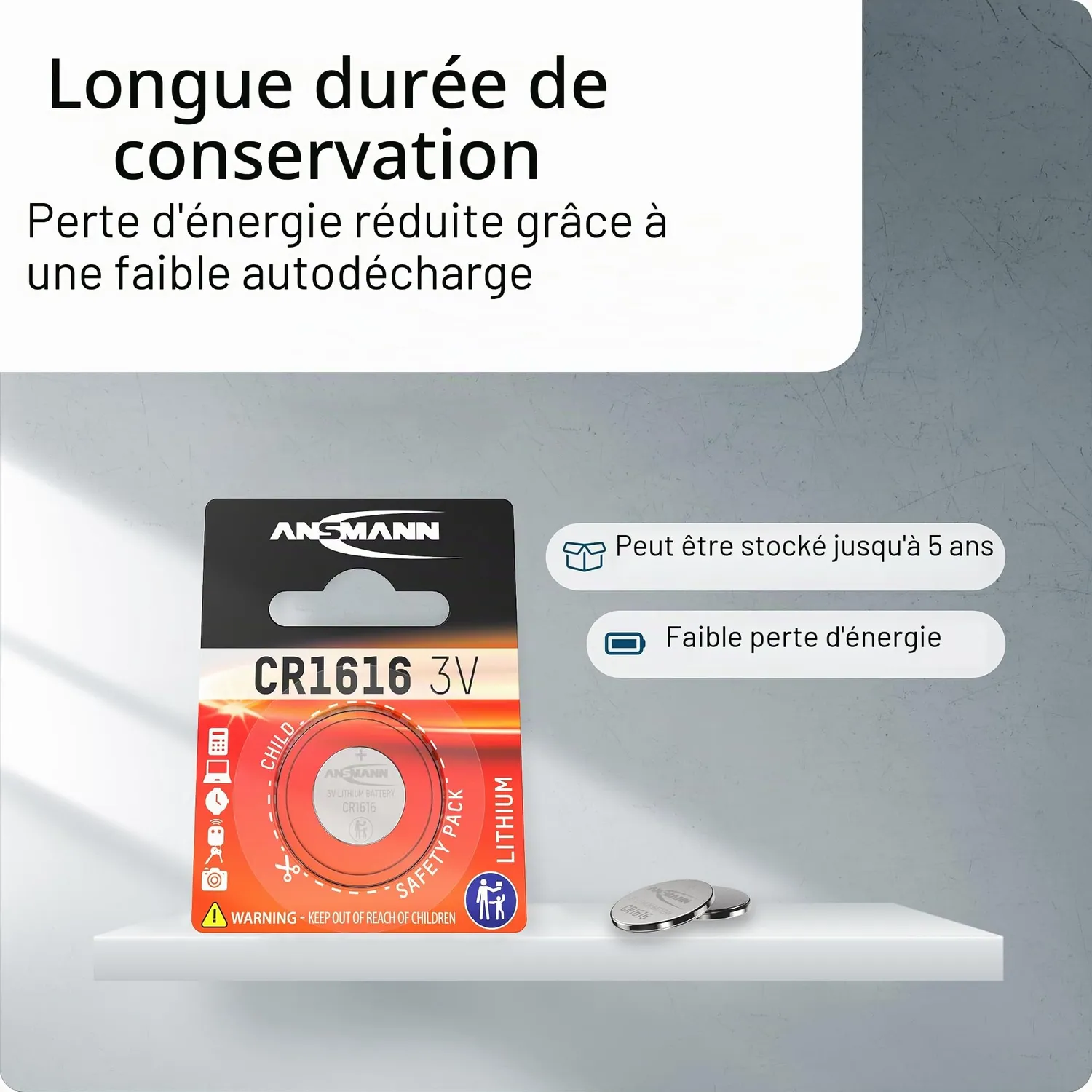 ANSMANN CR1616 Pile Bouton Lithium 3V 55 mAh