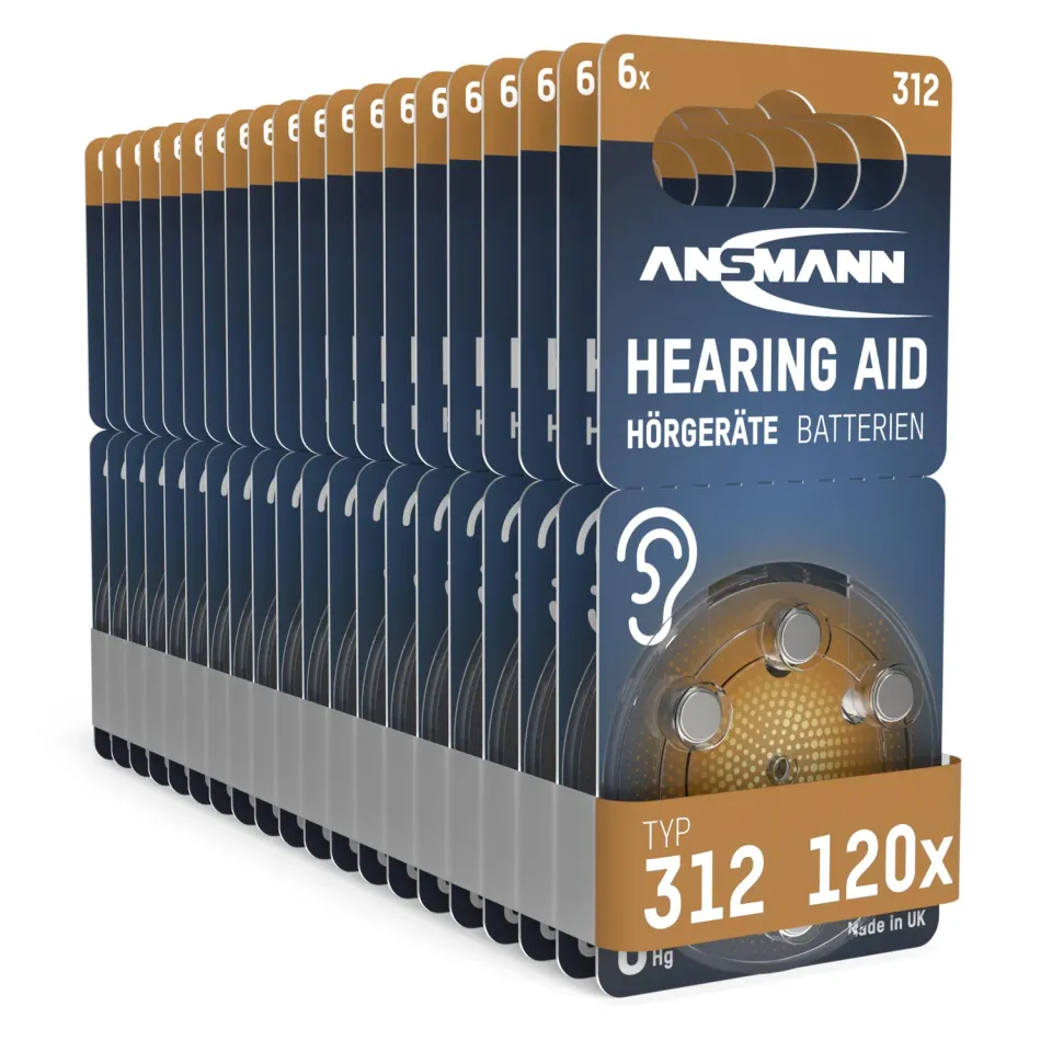 ANSMANN piles auditives 312 lot de 120 marron sans mercure