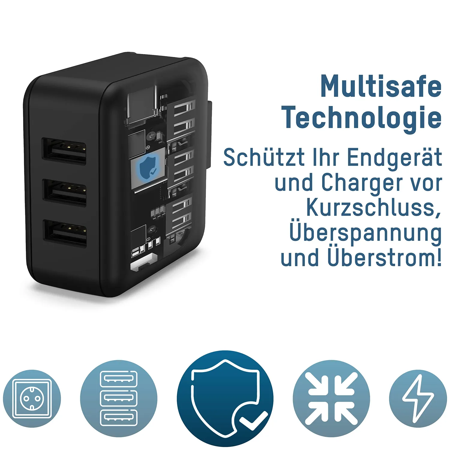 ANSMANN TC315 chargeur USB de voyage 15 W 3 ports prises interchangeables