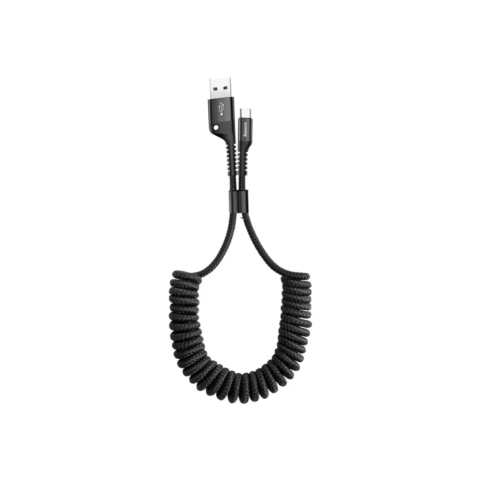 Baseus Fish Eye câble USB-C à ressort 2 A 1 m noir
