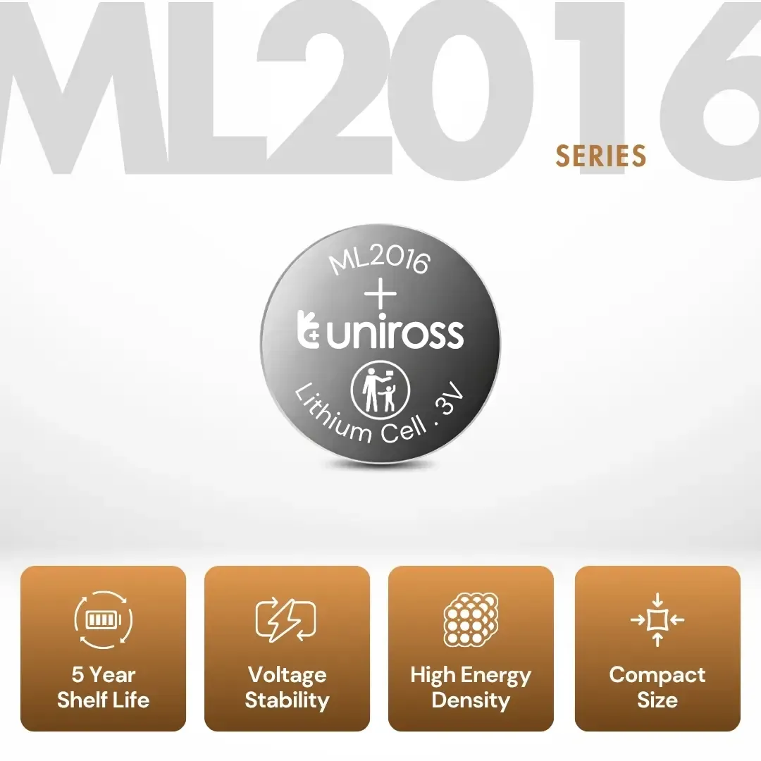 Uniross ML2016 pile bouton lithium rechargeable industrielle