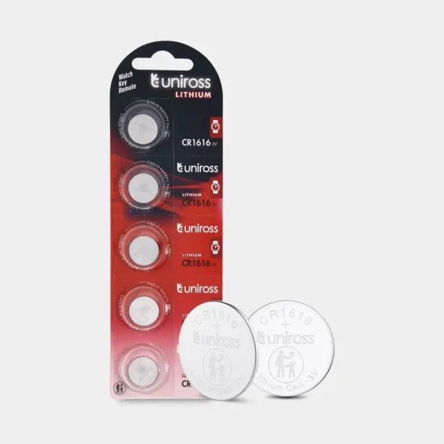 Uniross CR1616 pile bouton lithium 3V lot de 5