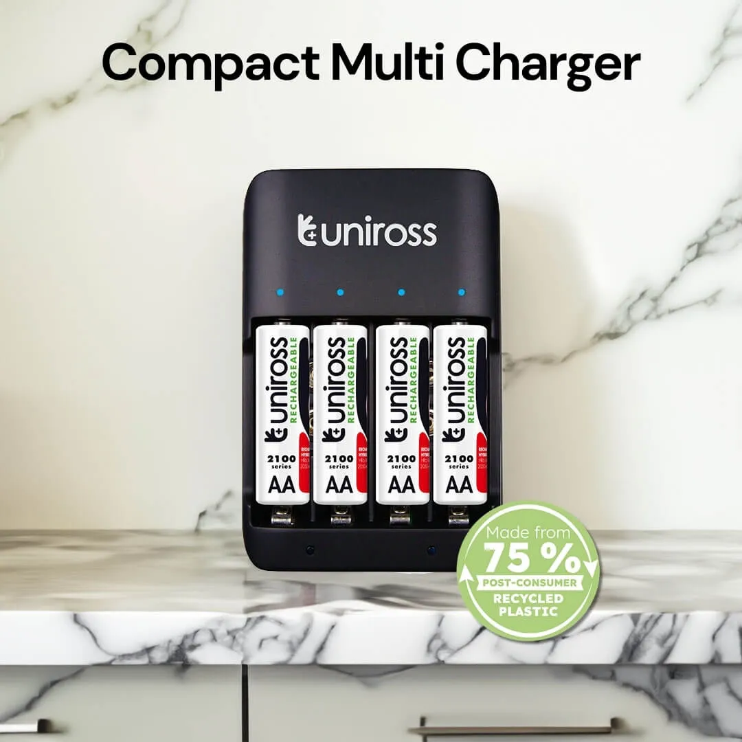 Uniross Compact chargeur piles AA AAA 9V + 4 AA