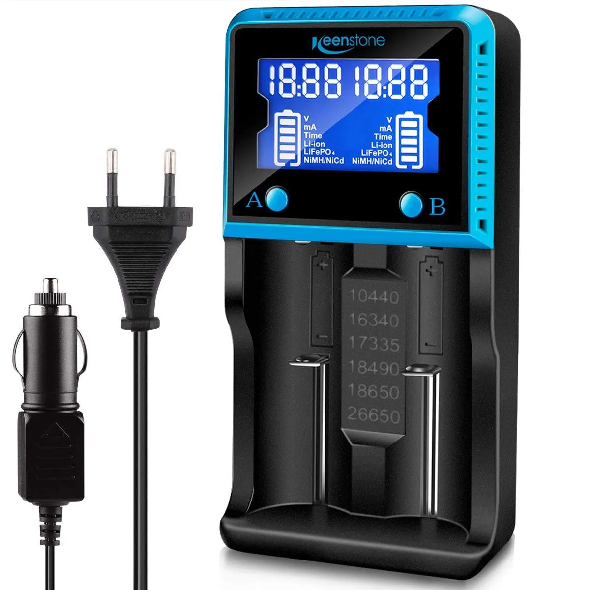 Keenstone chargeur universel 18650 4 emplacements LCD