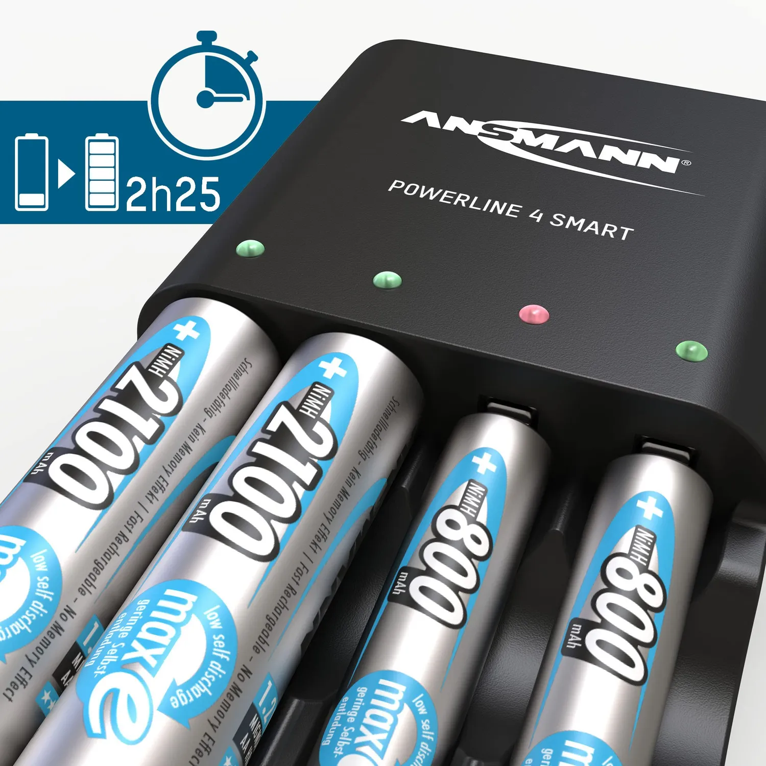 ANSMANN Powerline 4 Smart chargeur piles AA/AAA avec mode réparation