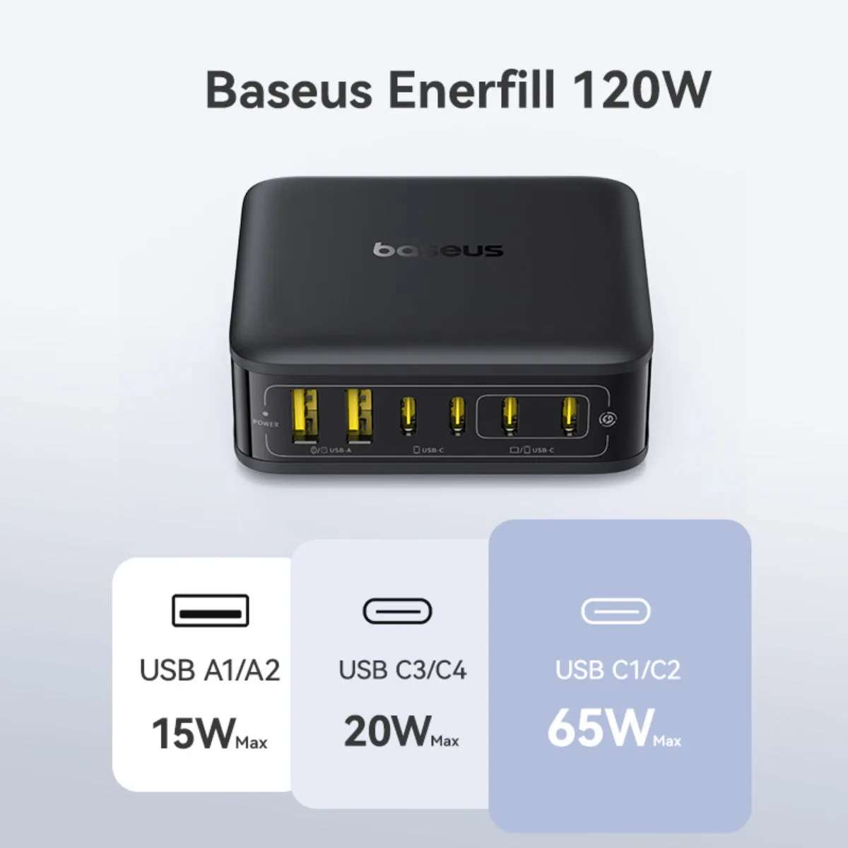 Baseus EnerFill FH21 station de charge 120 W noire 6 ports