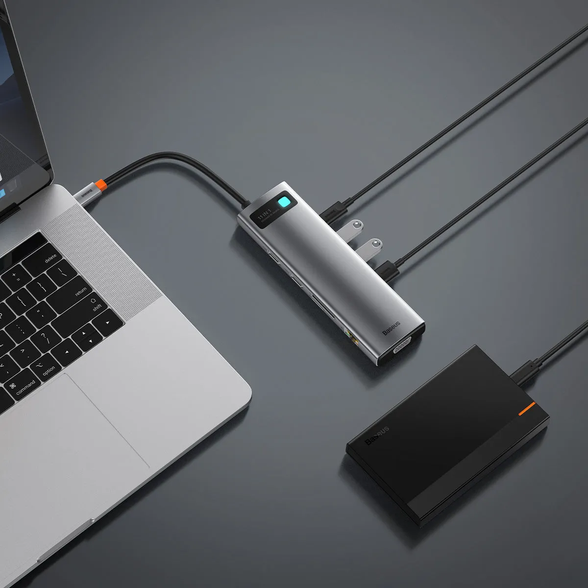 Baseus Joystar 11-en-1 hub USB-C double écran 4K HDMI