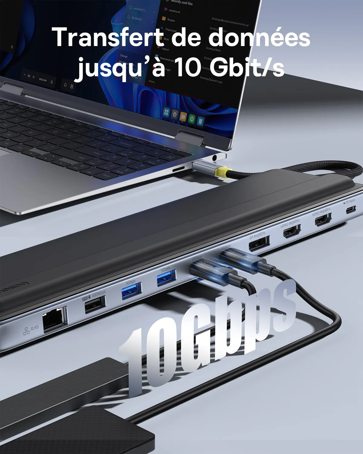 Baseus station d’accueil 12 en 1 USB-C triple écran 4K PD 100 W