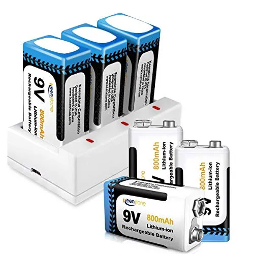Keenstone batterie 9 V rechargeable PP3 800 mAh lot de 6 avec chargeur