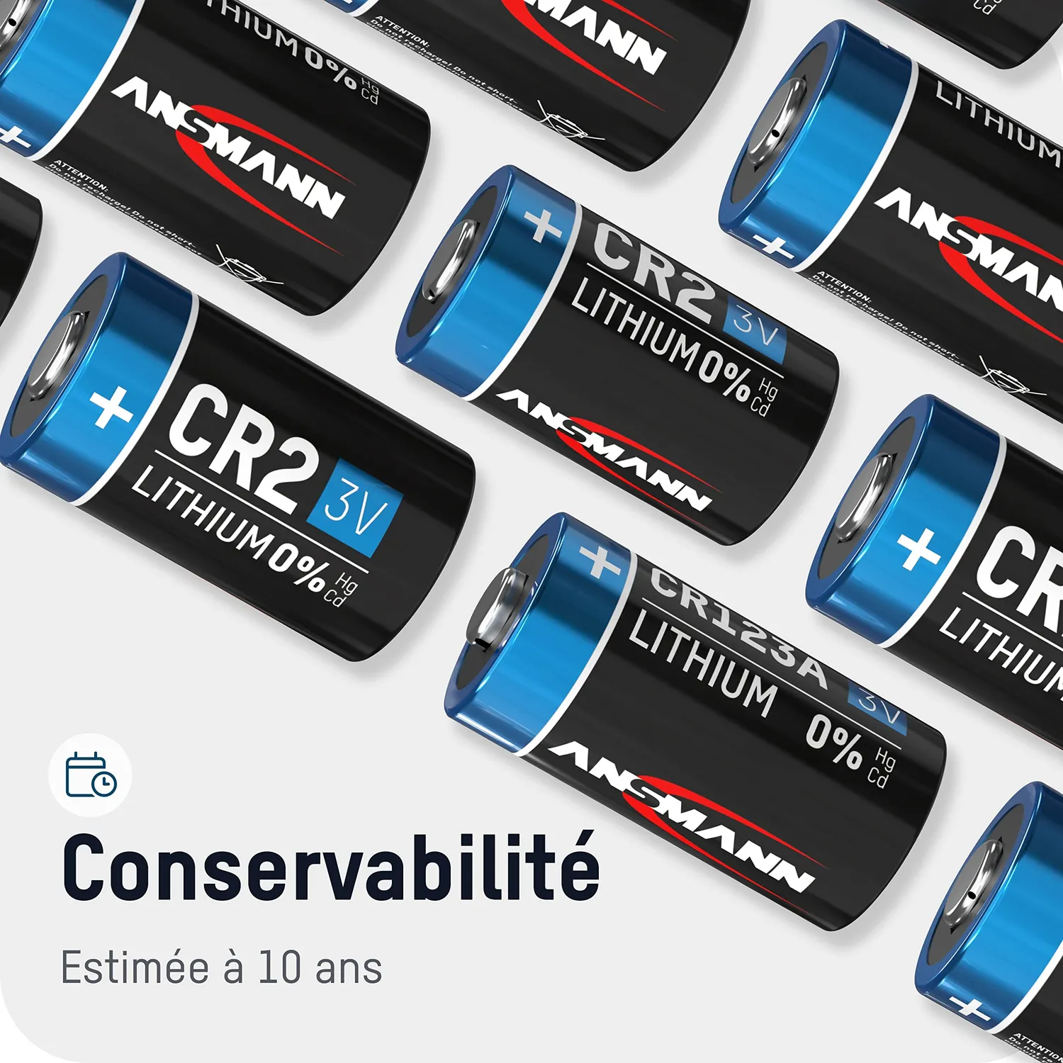 ANSMANN piles lithium CR123A 3 V lot de 8 longue durée