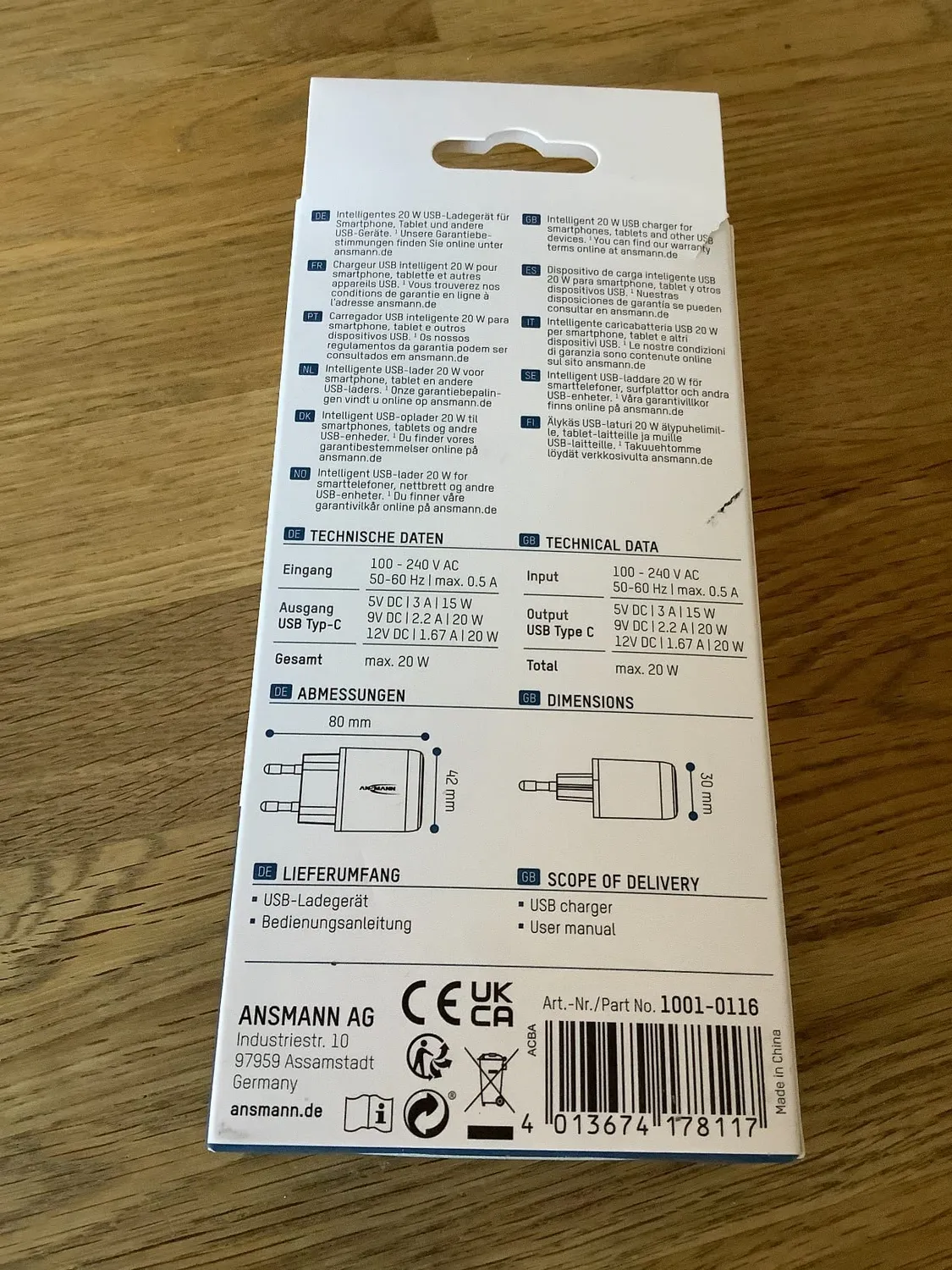 ANSMANN HC120PD chargeur USB-A 20 W blanc