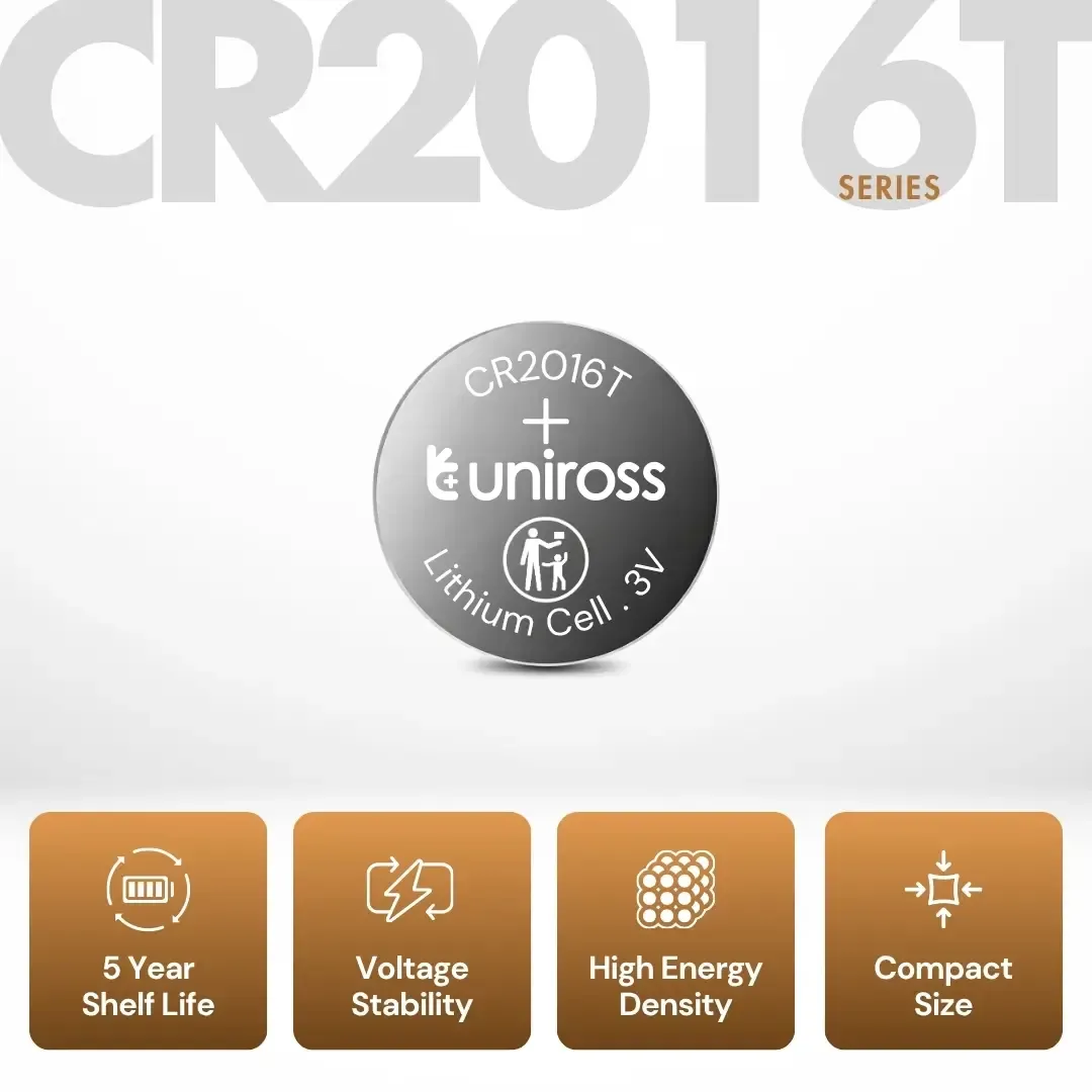 Uniross CR2016T HT pile bouton lithium 3V 80mAh