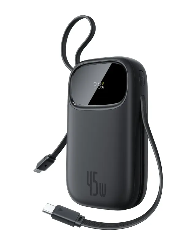 Baseus Qpow3 batterie externe 20 000 mAh 45 W noire avec câbles USB-C