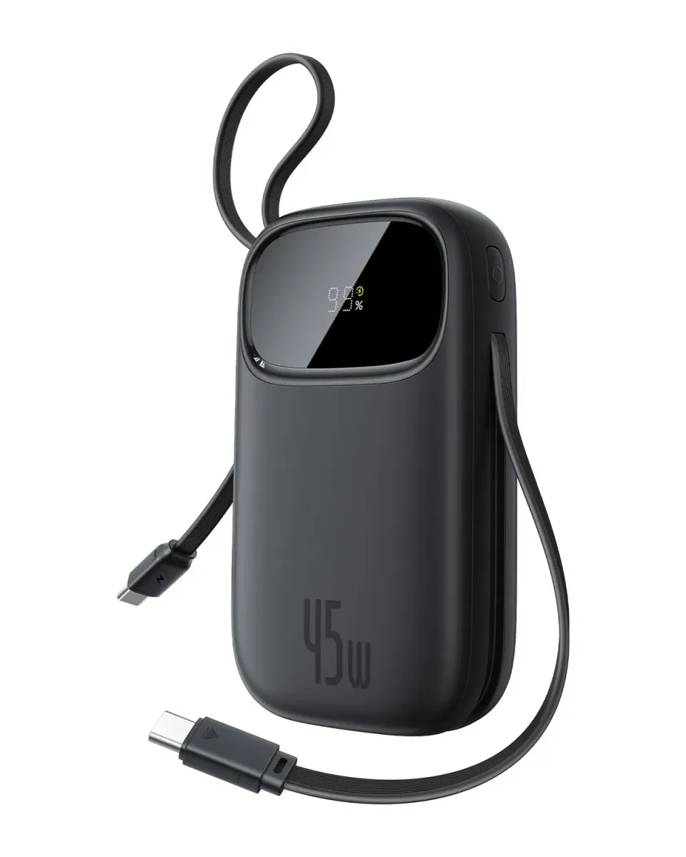 Baseus Qpow3 batterie externe 20 000 mAh 45 W noire avec câbles USB-C