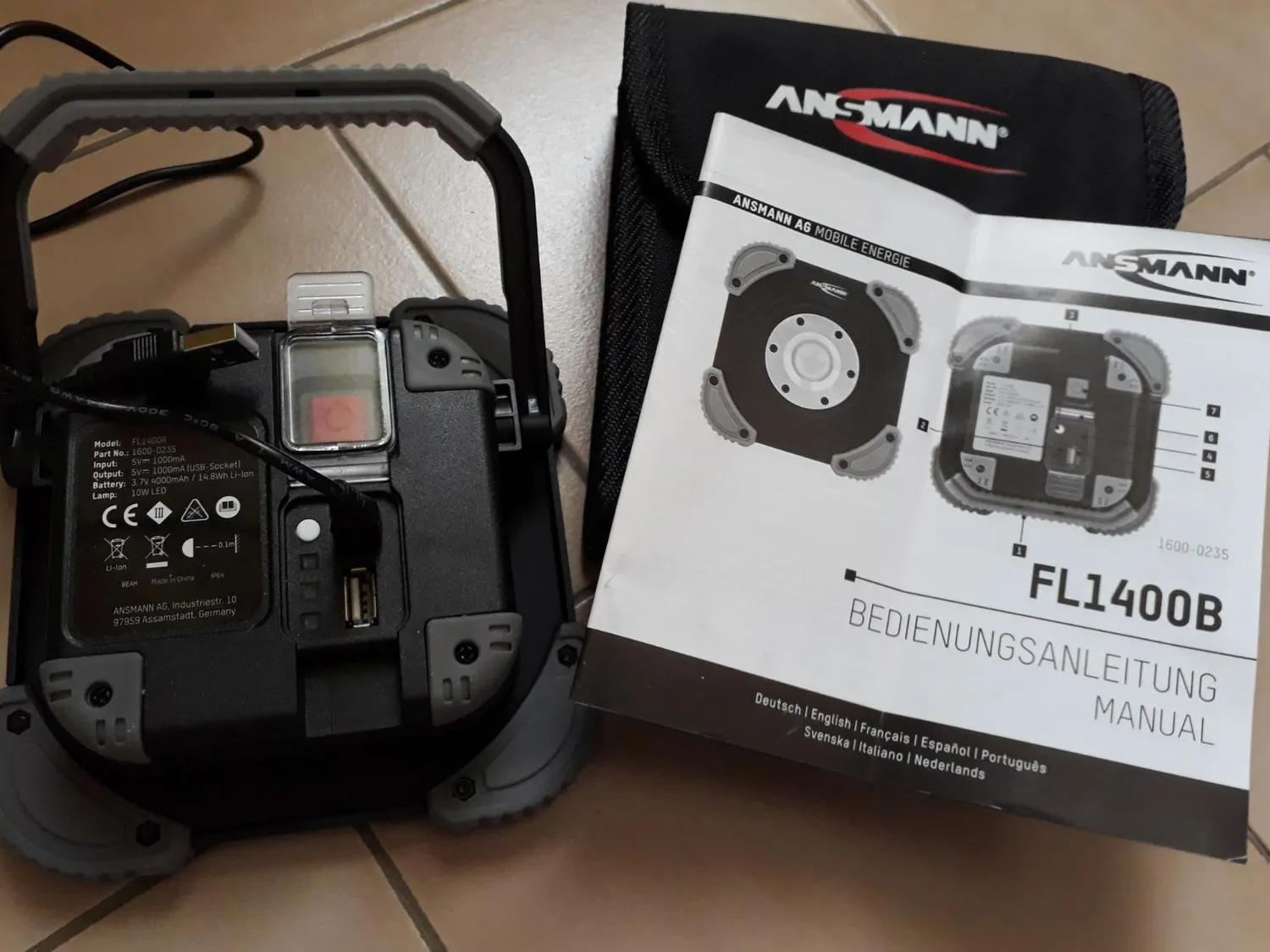 ANSMANN FL1400R projecteur de chantier rechargeable 1 pièce IP64
