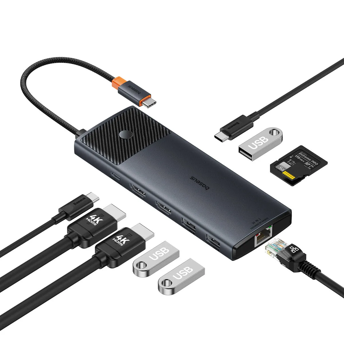 Baseus 10 in 1 hub USB-C double écran
