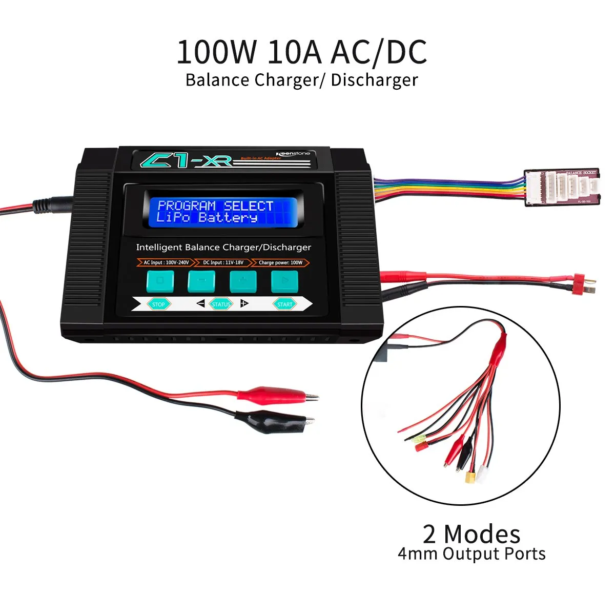 Keenstone chargeur LiPo 100 W 10 A avec déchargeur et connecteurs