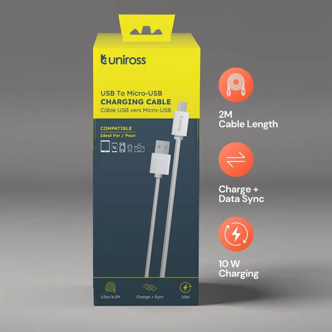 Uniross câble USB vers Micro-USB 2m charge 10W