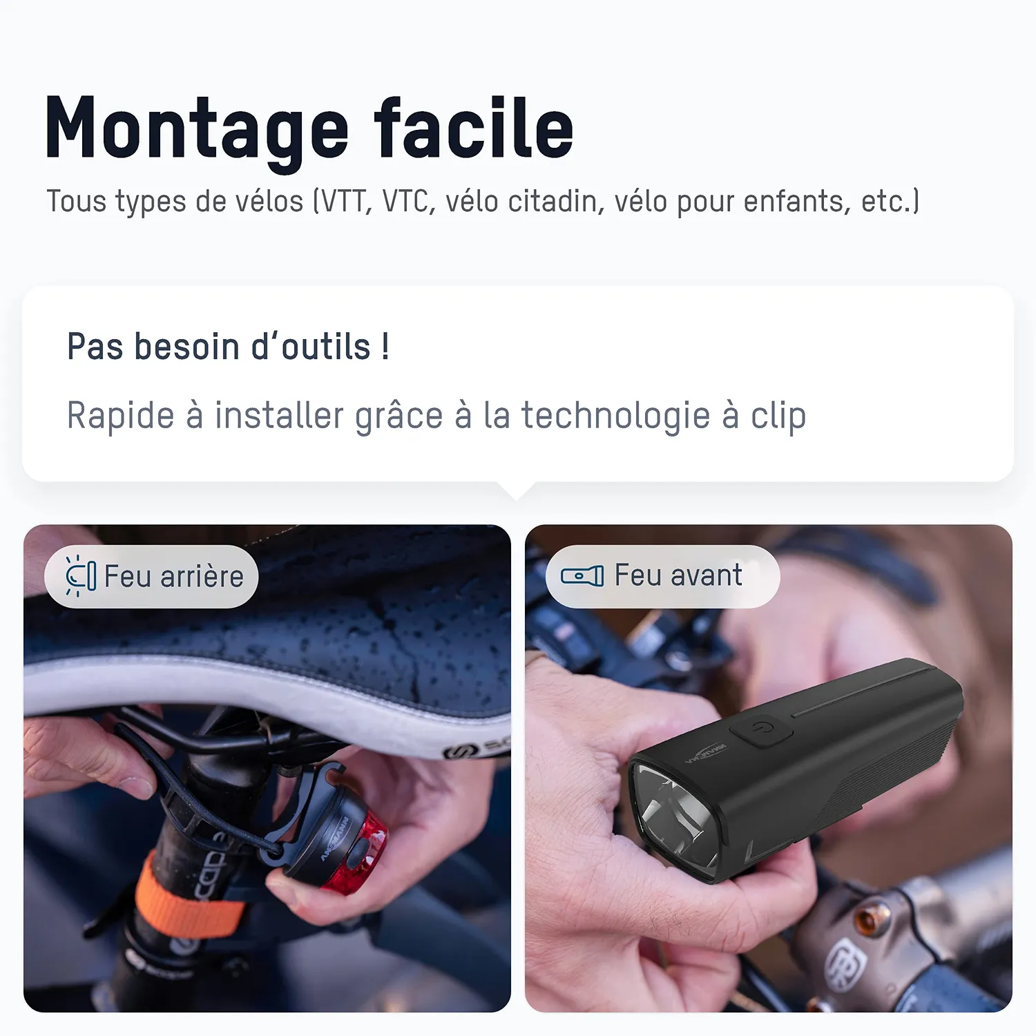 ANSMANN éclairage vélo 50 Lux phare avant rechargeable intempéries