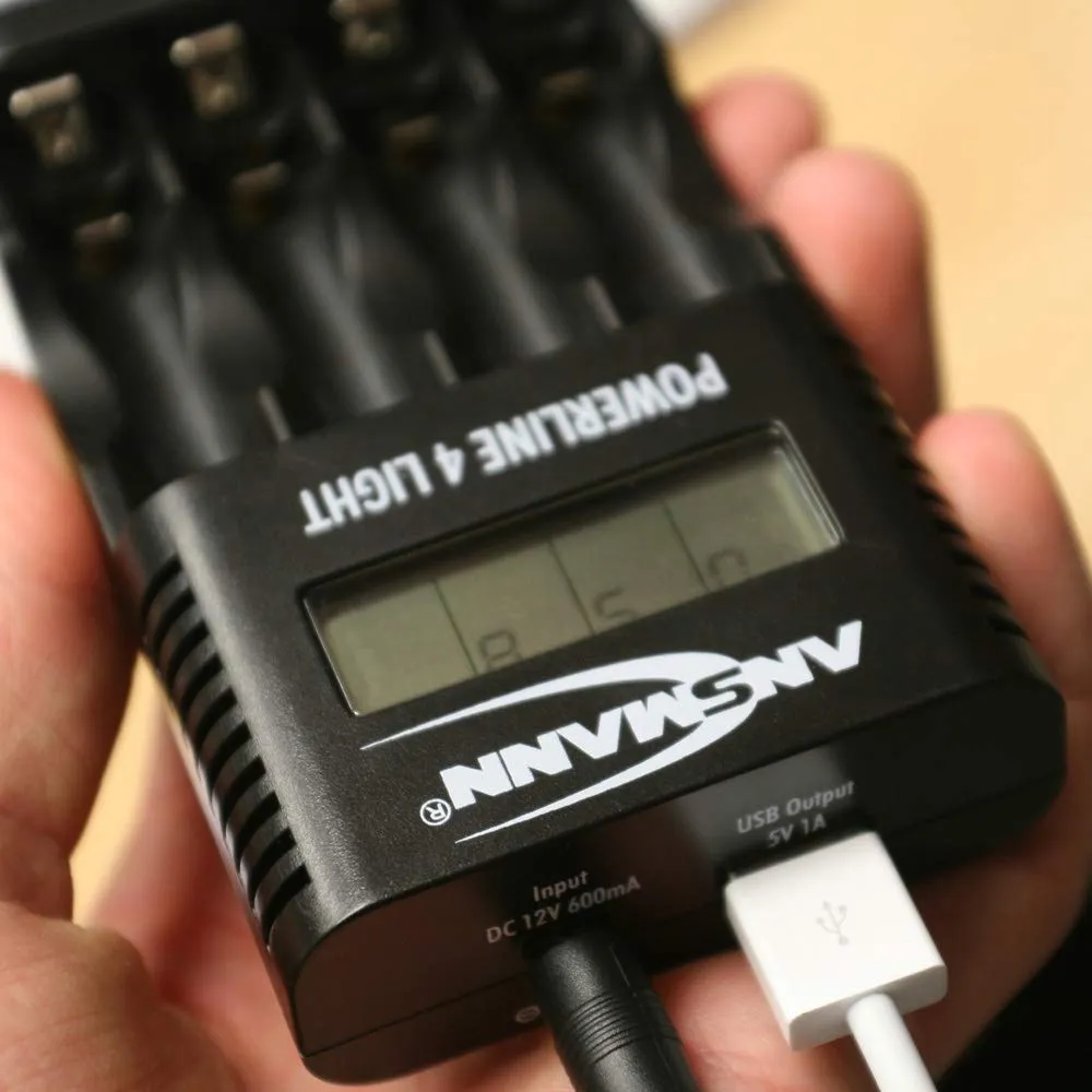 ANSMANN Powerline 4 Light chargeur AA AAA 4 emplacements LCD USB