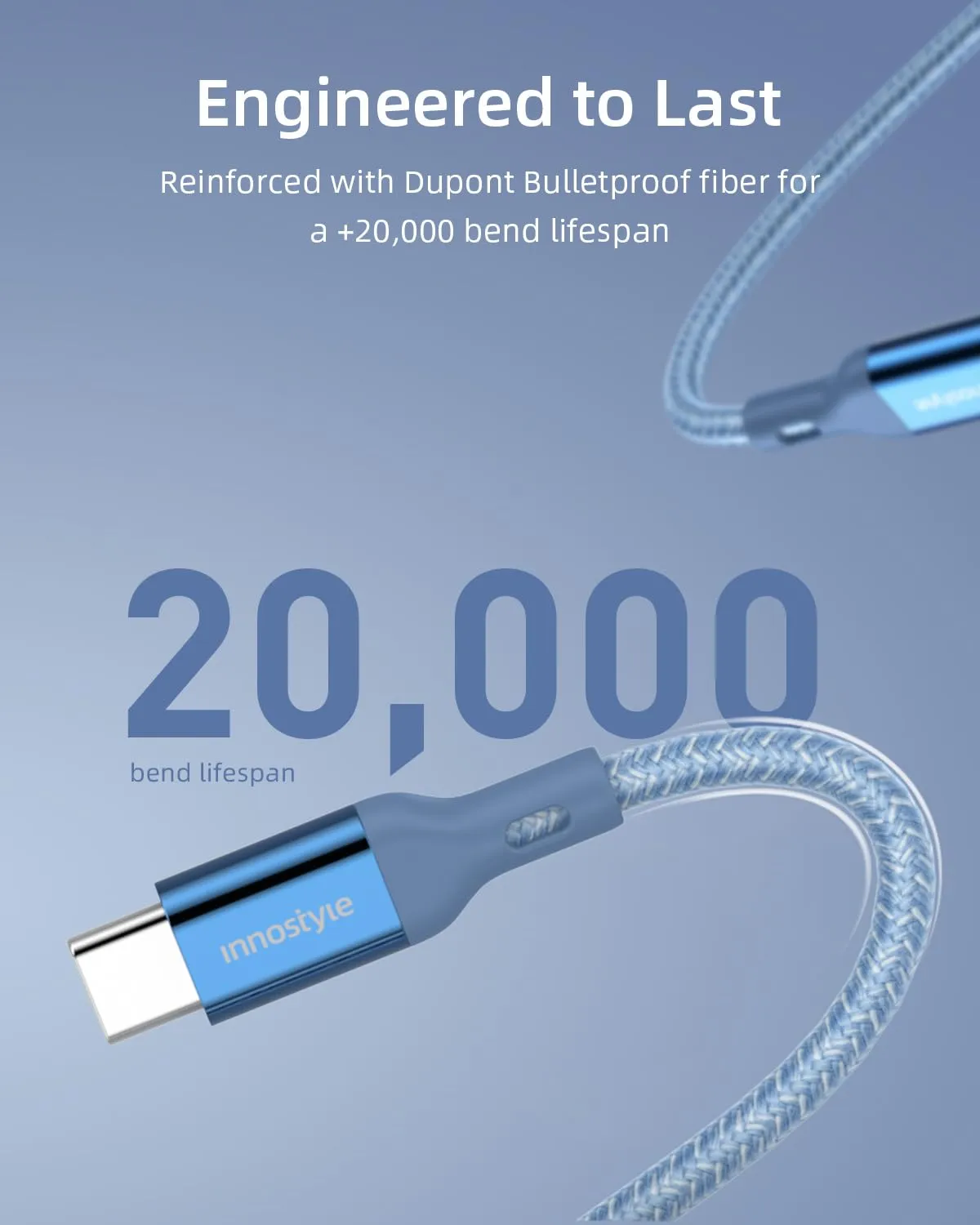 Innostyle PowerFlex USB-C Lightning câble bleu 2 m Kevlar