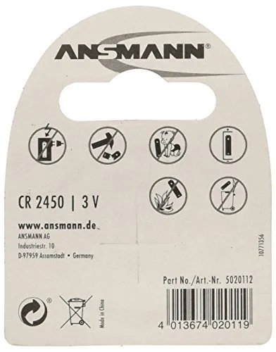 ANSMANN CR2450 pile bouton lithium 3 V 630 mAh lot de 1